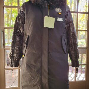 ZIAL LETTER HOODED COAT SIZE L
